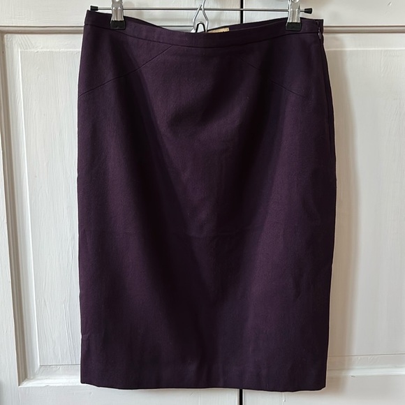 Ted Baker London Eggplant Purple Wool Stretch Pencil Skirt Size 3 Size US 8 - Picture 1 of 17